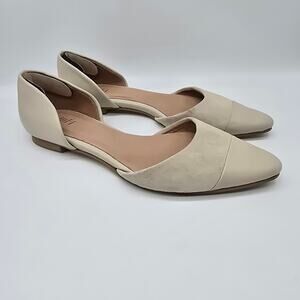 J. Jill Leather Pointed Toe Slip on D'orsay Ballet Flats Shoes Elegant Tan SZ 8